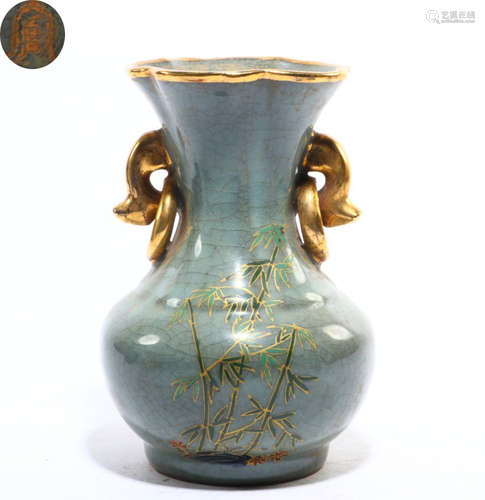 GE YAO WITH GILT BRONZE VASE