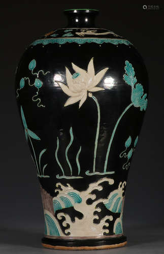 GLAZE MEIPING VASE WITH PLUM FLOWER PATTERN