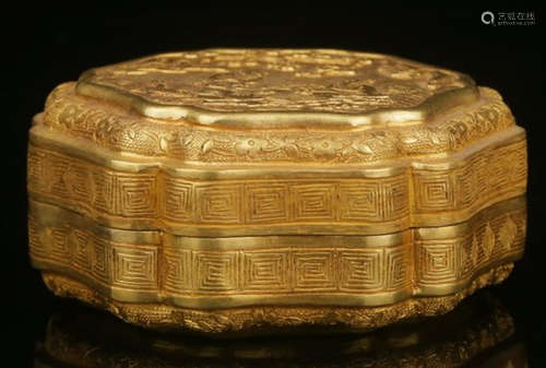 GILT BRONZE BOX WITH CARVING