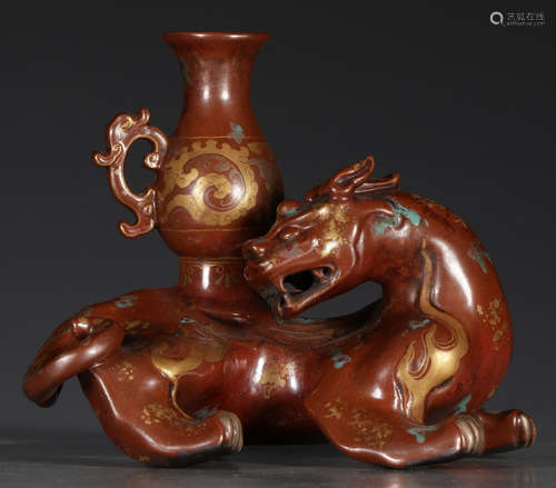 DAQINGQIANLONGNIANZHI MARK COPPER CARVED BEAST