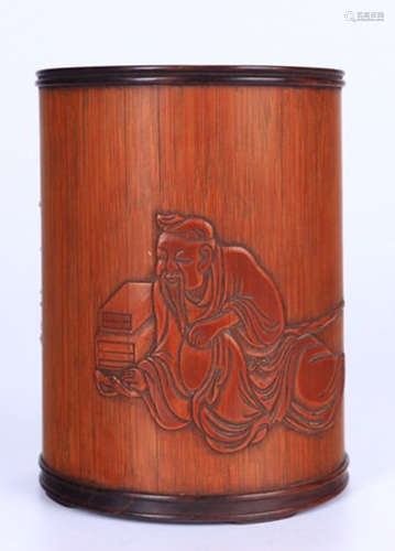 BAMBOO CARVED BRUSH POT