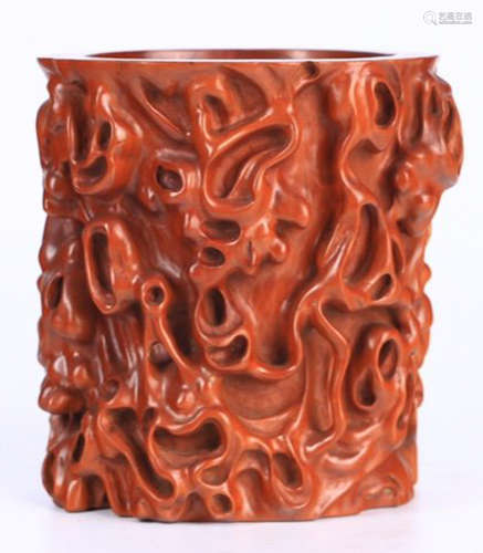 HUANGYANG WOOD CARVED BRUSH POT