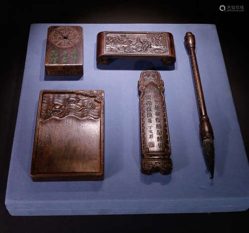 SET OF CHENXIANG WOOD CALLIGRAPHY SUPPLIES