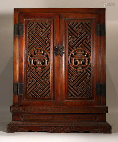 HUALI WOOD CABINET HOLLOW CARVED