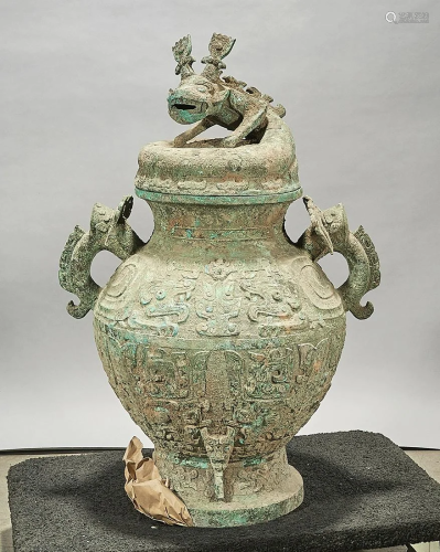 Large Chinese Archaistic Bronze Covered…