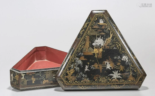 Chinese Painted Lacquer Covered Box