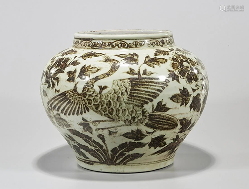 Chinese Red and White Porcelain Jar