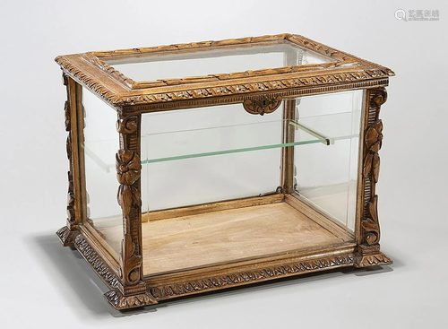 Vintage Carved Wood and Glass Display Case