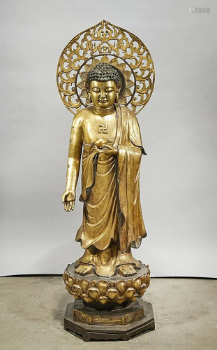 Chinese Bronze Standing Buddha