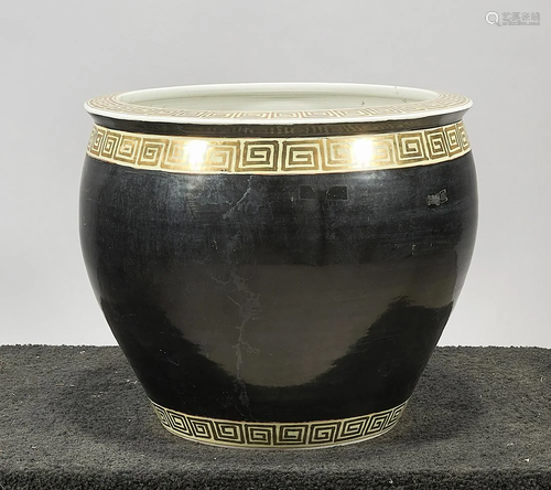 Chinese Black Glazed Porcelain Fish Bowl