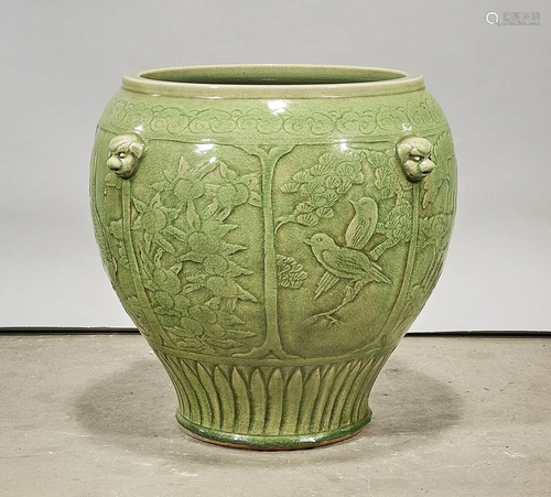 Chinese Green Glazed Porcelain Jardiniere