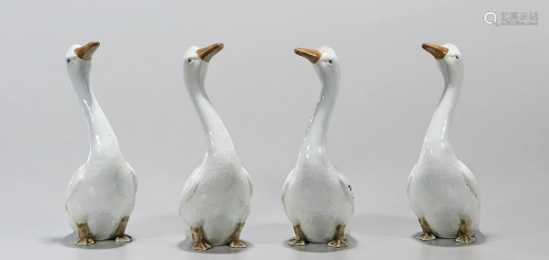 Two Pair Chinese Glazed Porcelain Ducks