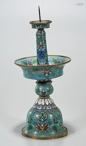 Chinese Cloisonne Candlestick