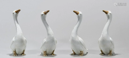 Two Pair Chinese Glazed Porcelain Ducks