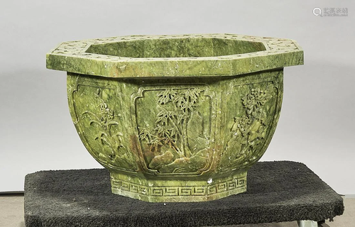 Chinese Carved Hardstone Jardiniere