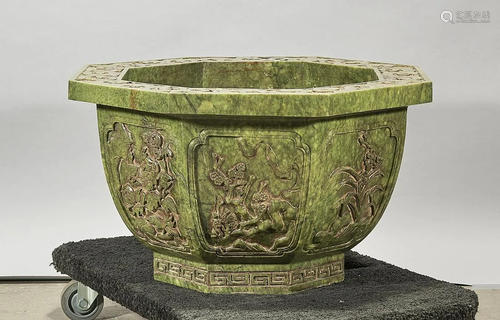 Chinese Carved Hardstone Jardiniere