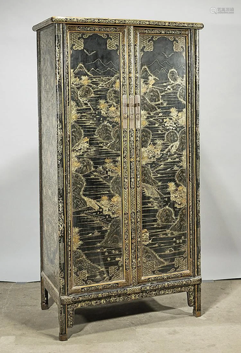 Chinese Painted Wood Cabinet