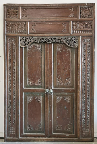 Set of Antique Southeast Asian Carved Hard Wood Doors