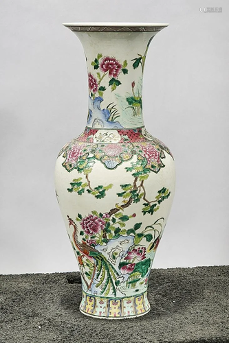 Tall Chinese Famille Verte Porcelain Vase