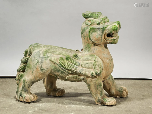 Chinese Green Glazed Pottery Qilin