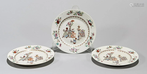 Group of Three Chinese Enameled Porcelain Plates