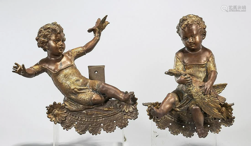 Two Polychrome Cast Iron Sculptures