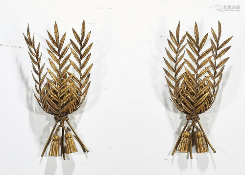 Pair Gilt Metal Sconces