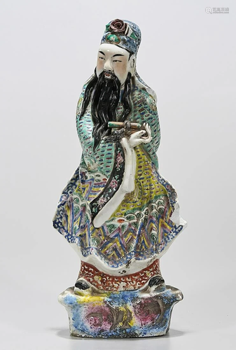 Chinese Enameled Porcelain Star God Figure