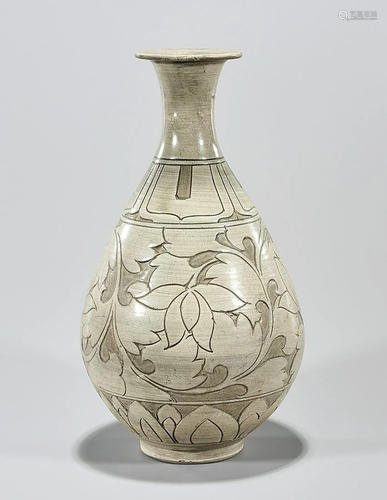 Korean Glazed and Incised Ceramic Vase