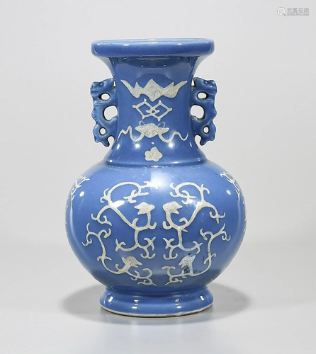 Chinese Blue Glazed Porcelain Vase