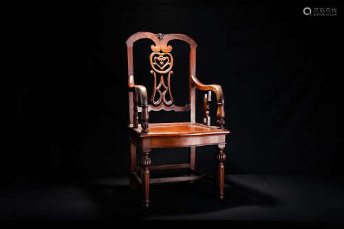 清 唐木彫花紋椅子 唐木造椅子