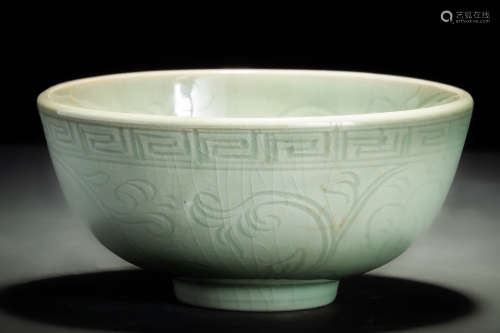 明 龍泉窯 青磁印花紋碗 鉢