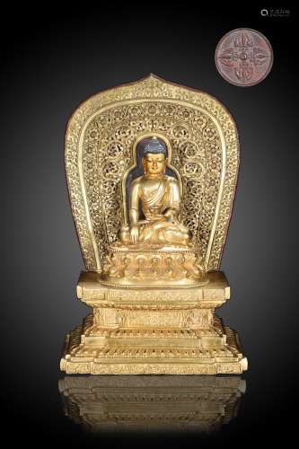 銅胎鎏金釋迦牟尼佛坐像
