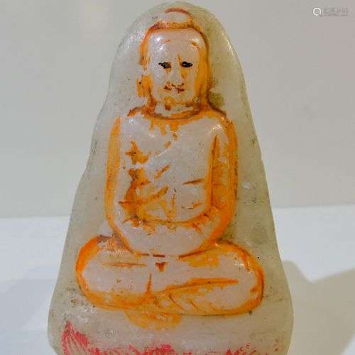 Amulette en marbre représentant Bouddha assis en v…
