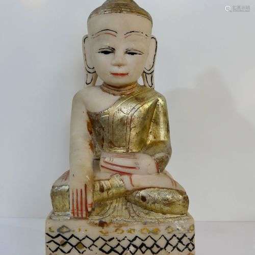 Rare Bouddha en calcite avec chambre à relique sou…