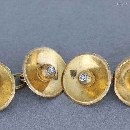 Paire de boutons de manchettes “disques” en or cen…