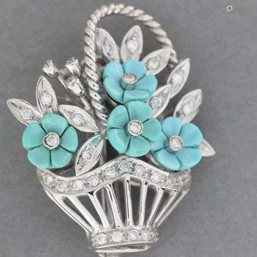 Broche “Panier Fleuri” en or enrichi de fleurs en …