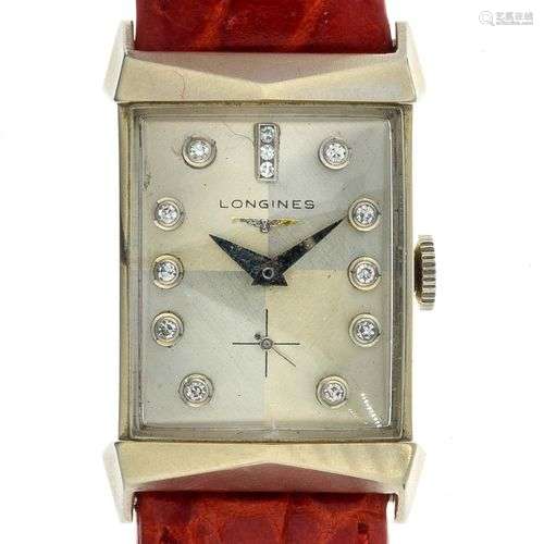 LONGINES Montre bracelet de dame en or gris 14 car…