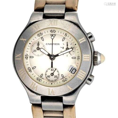 CARTIER Montre chronographe en acier “Chronoscaph …