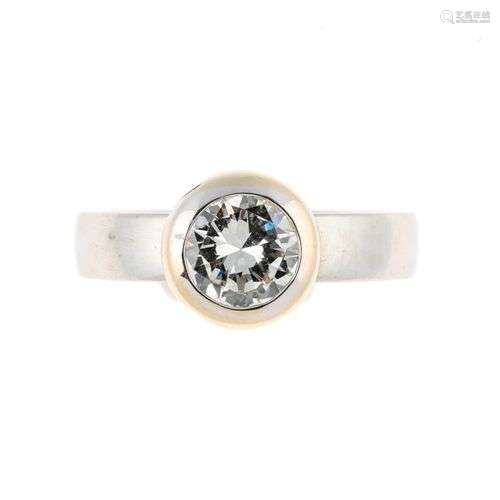 Bague en platine ornée d’un diamant solitaire cali…