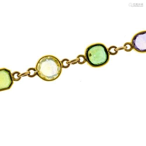 Bracelet en or orné de pierres multicolores Longue…