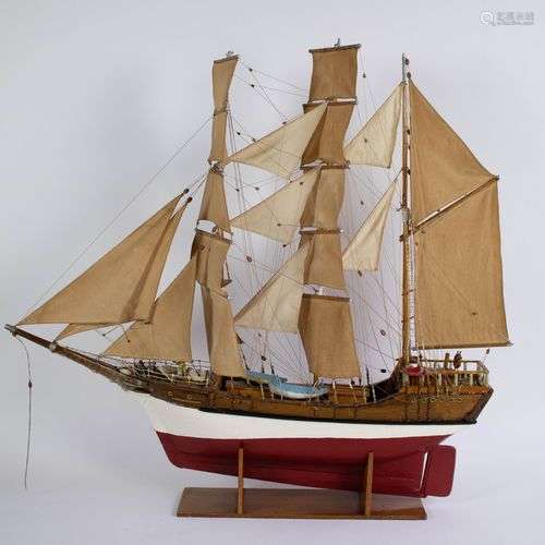 Wooden model of a sailing ship 'Les Alizès'