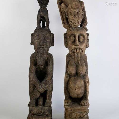 Lot with 2 African wooden statues