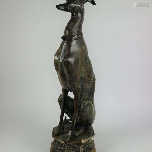 Bronze sitting greyhound