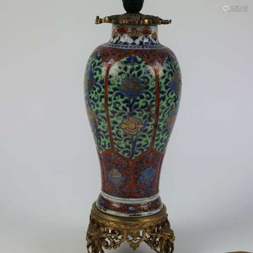 Chinese cloisonné vase with bronze mount, late 19th century