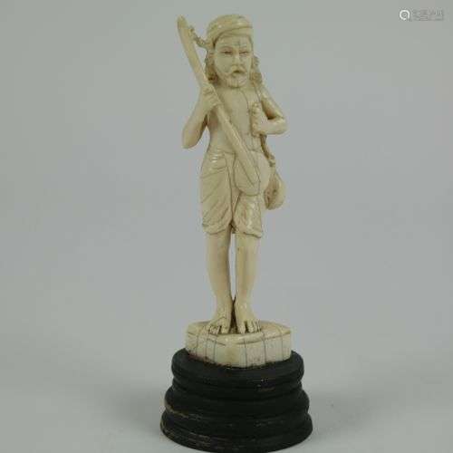 Carved ivory figure of a sitar player GOA