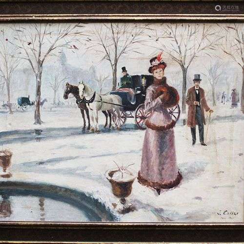 J. Collar? Paris street scene , dated 1901, oil on…