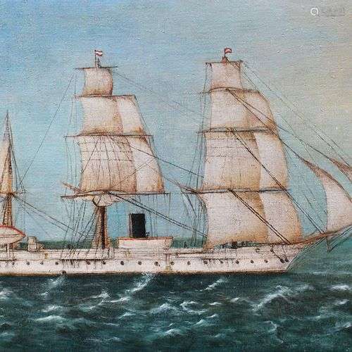 Artist 19th Century , ship on the sea , oil on can…