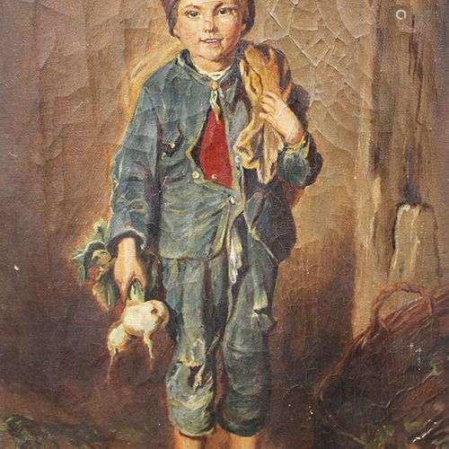 L. Knaus , Boy , oil on canvas , signed on the bot…