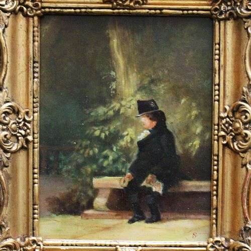 German school 19 th Century, Man in park , oil on …